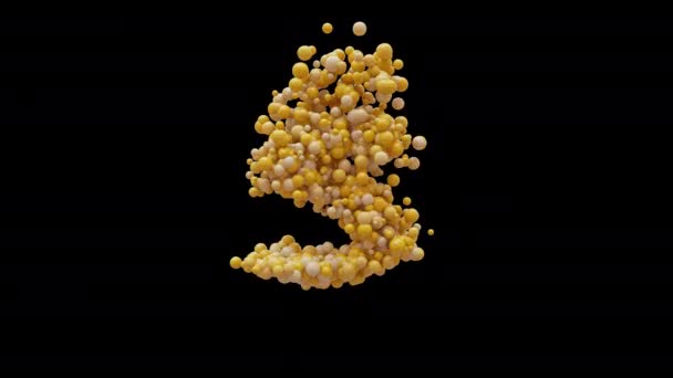 3D动画球字母S 孤立美丽有趣的黄色气球 运动设计 Rgb阿尔法 Uhd — 图库视频影像