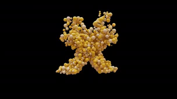 3D动画球字母X 孤立美丽有趣的黄色气球 动作设计 Rgb阿尔法 Uhd — 图库视频影像