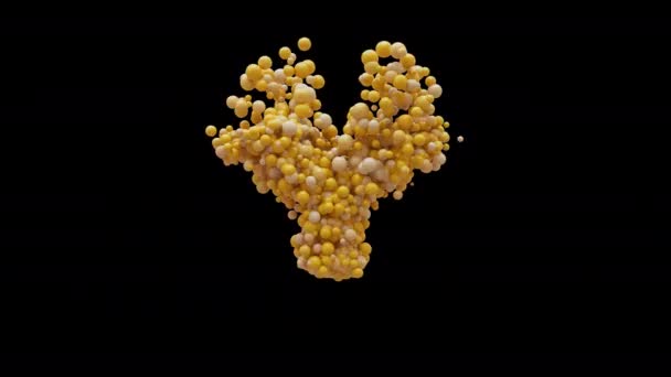 3D动画球字母Y 孤立美丽有趣的黄色气球 运动设计 Rgb阿尔法 Uhd — 图库视频影像