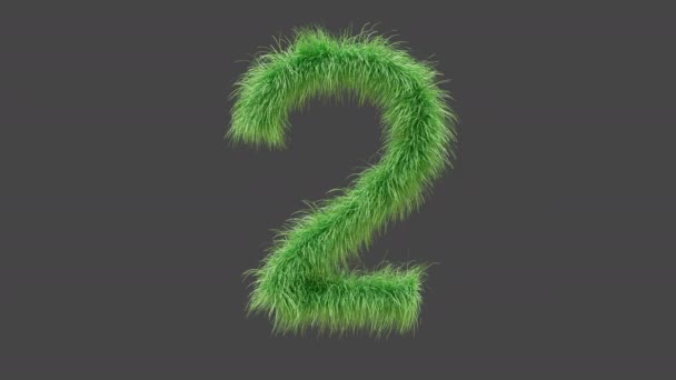 Animation Green Grass Number Isolated Beautiful Number Green Grass Blowing — Stock Video