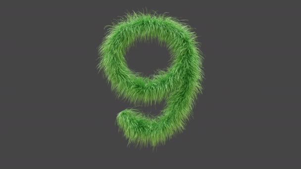 Animation Grønt Græs Nummer Isoleret Smukt Antal Grønne Græs Blæser – Stock-video