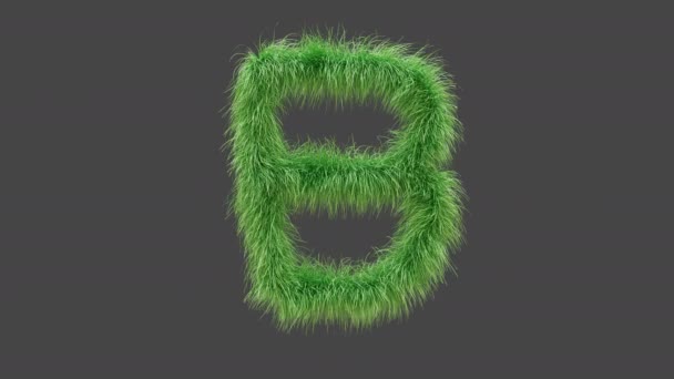 Animatie Groen Gras Letter Geïsoleerde Mooie Brief Van Groen Gras — Stockvideo