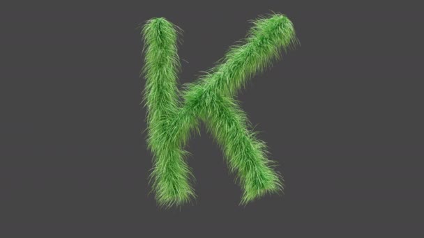 Animation Green Grass Letter Isolated Beautiful Letter Green Grass Blowing — Stock Video