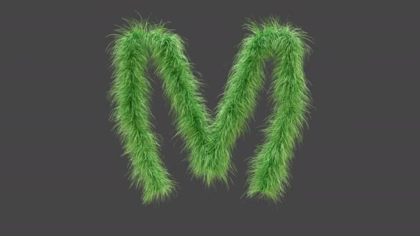 3Dアニメーショングリーン草文字M 風に吹く緑の草の孤立した美しい手紙 3Dレンダリング Rgbアルファ Uhd — ストック動画