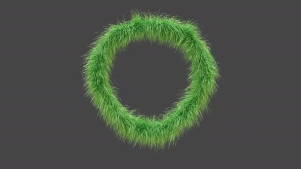 3DアニメーショングリーングラスレターO 風に吹く緑の草の孤立した美しい手紙 3Dレンダリング Rgbアルファ Uhd — ストック動画