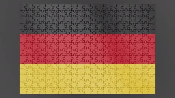 Animatie Van Een Duitse Vlag Die Het Oppervlak Valt Samengesteld — Stockvideo