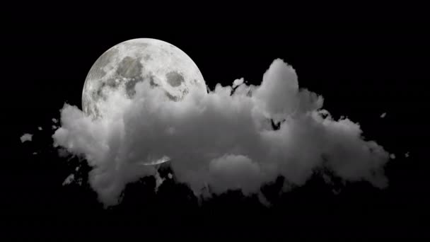 Animación Una Nube Nocturna Sobre Fondo Luna Con Canal Alfa — Vídeo de stock