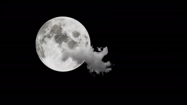 在有阿尔法通道的月球背景下的夜云3D动画 — 图库视频影像