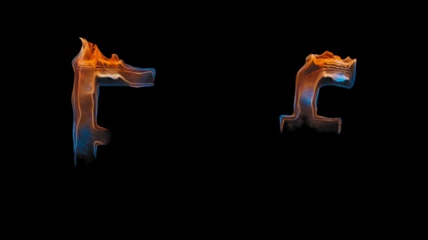Трехмерная Буква Появляется Огнем Пламя Покрывающее Букву Танцует Яркие Оттенки — стоковое видео
