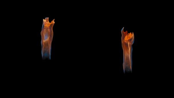 火事で現れる3Dの手紙 手紙をカバーする炎は 赤と青の明るい色合いを踊ります 上段と下段の激しいシンボル ファイルにはアルファチャンネルが含まれています Prores4 Rgbaについて — ストック動画