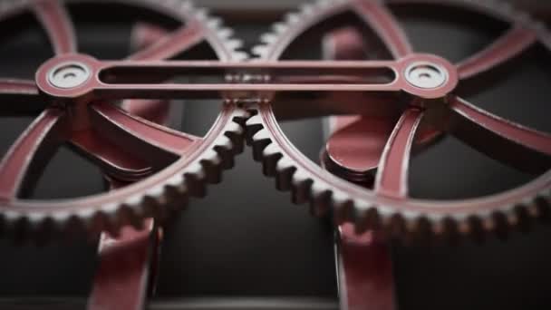 Looping Animation Two Gear Mechanisms Connected Each Other Mechanical Shaft — Stock Video