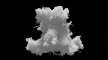 3D büyük bulut alfa kanalı ve döngülü animasyon. Uzayda yavaşça dönüşür