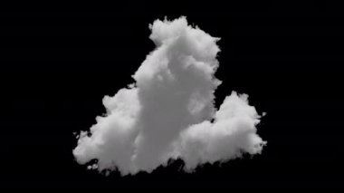 3D büyük bulut alfa kanalı ve döngülü animasyon. Uzayda yavaşça dönüşür
