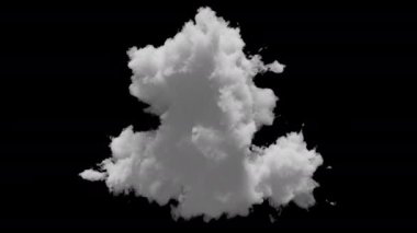 3D büyük bulut alfa kanalı ve döngülü animasyon. Uzayda yavaşça dönüşür