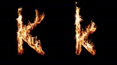 Büyük ve küçük K sembolü ateşte yanıyor. Dosya bir Alfa Kanalı içeriyor.