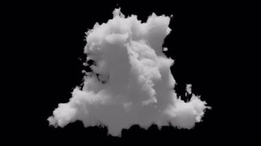 3D büyük bulut alfa kanalı ve döngülü animasyon. Uzayda yavaşça dönüşür