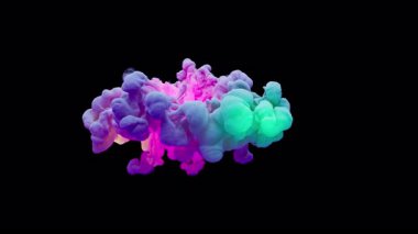 Renkli, fantastik bir patlama bir renk bulutu oluşturur. Alpha Channel 'dan. Parlak ve renkli sarı, yeşil, mor, mavi renkler boşluğu yavaşça dolduruyor..