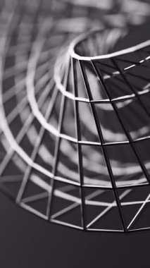 Krom örgü Mobius döngüsü sürekli olarak 3 boyutlu bir döngüde dönüyor. Teknoloji tanıtımları, dijital sanat veya kavramsal tasarım için temiz, minimal ve modern uygun.