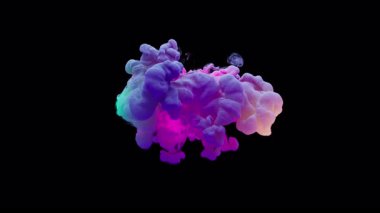 Renkli, fantastik bir patlama bir renk bulutu oluşturur. Alpha Channel 'dan. Parlak ve renkli sarı, yeşil, mor, mavi renkler boşluğu yavaşça dolduruyor..