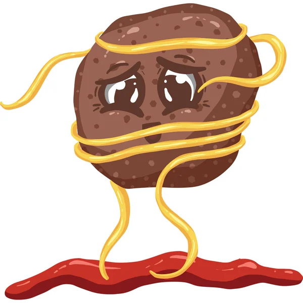Meatball Pasta Logo Cartoon Character Mascot — 스톡 벡터