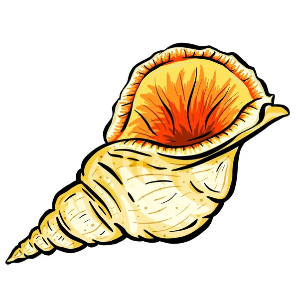 Desain Logo Gaya Kartun Outline Shell Snail Shell Laut Dalam - Stok Vektor