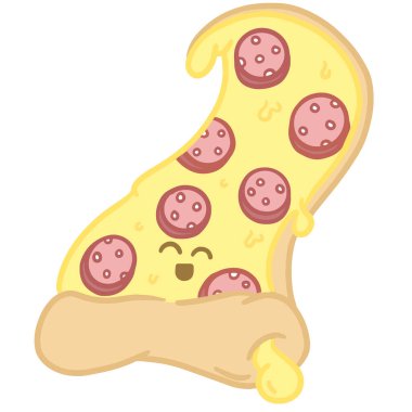 Tatlı Çizgi Film Pizza Pepperoni Emoji Yüz Maskot ya da Logo Tasarımı