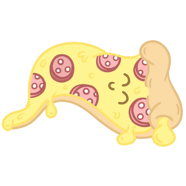 Aranyos Rajzfilm Pizza Szelet Pepperoni Emoji Arc Illusztráció Egy Kabala — Stock Vector