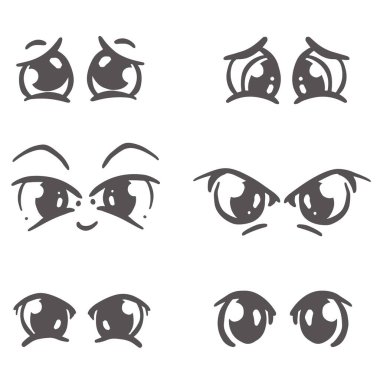 Komik Çizgi Film Gözlerinin Koleksiyonu Vektörde Simge logosu Fikirleri Ayarlandı