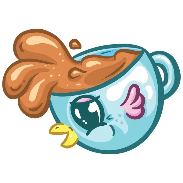 Cute Childs Coffee Cup Design Ilustração Forma Pássaro Frango —  Vetores de Stock