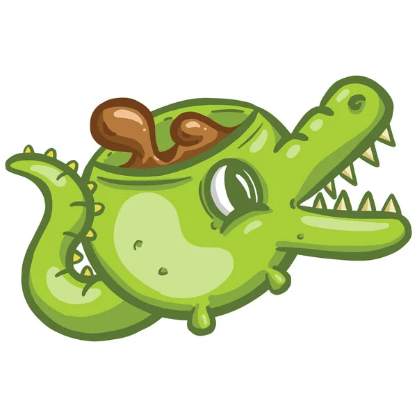 Cute Childs Coffee Cup Design Illustration Shape Crocodile — Stock Vector