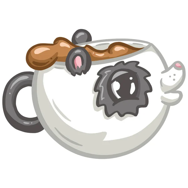 Roztomilý Childs Coffee Cup Design Ilustrace Tvaru Pandy — Stockový vektor