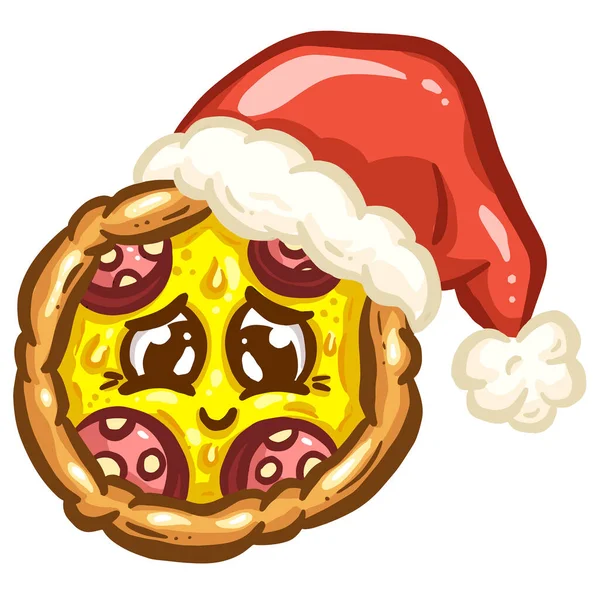Cute Cartoon Pizza Slice Character Cheesy Toppings Vector Illustration — Stock Vector