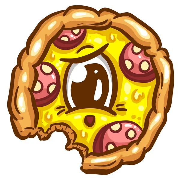 Personagem Bonito Fatia Pizza Dos Desenhos Animados Com Coberturas Queijo —  Vetores de Stock