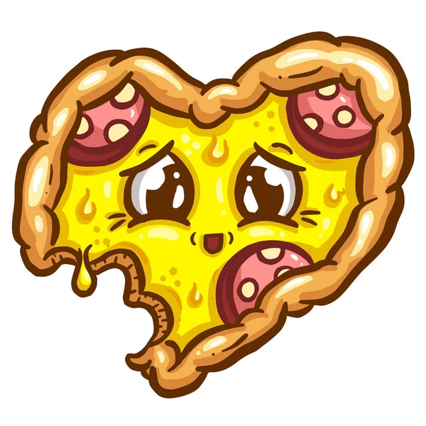 Personagem Bonito Fatia Pizza Dos Desenhos Animados Com Coberturas Queijo —  Vetores de Stock