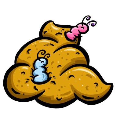 Komik Karikatür Kakası veya Kaka Vektörü İllüstrasyonu