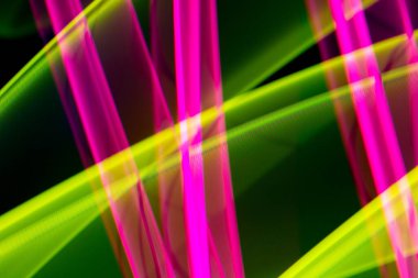 A Neon Wavy Light Nightclub Background Swirls on Black Background