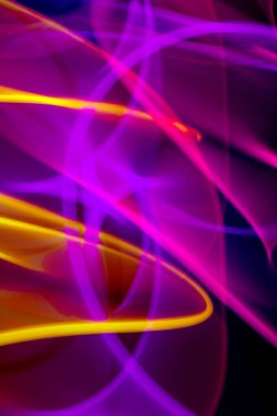 A Neon Wavy Light Nightclub Background Swirls on Black Background