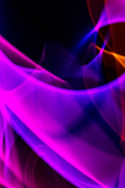 A Neon Wavy Light Nightclub Background Swirls on Black Background