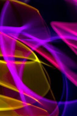 A Neon Wavy Light Nightclub Background Swirls on Black Background