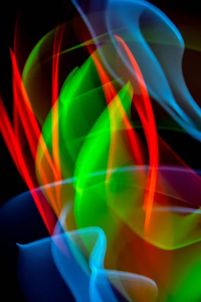 Neon Wavy Light Nightclub Background Swirls Black Background — 스톡 사진