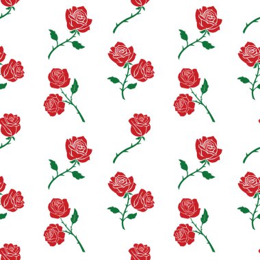 Seamless Repeating Pattern Graphic Tattoo Style Roses Flowers