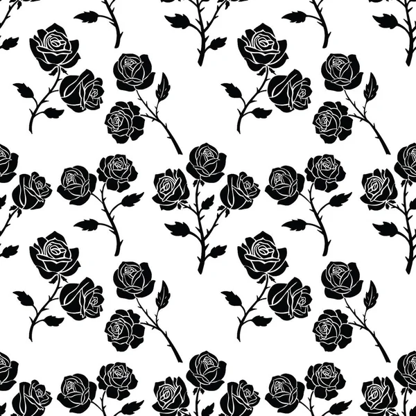 Seamless Repeating Pattern Graphic Tattoo Style Roses Flowers — Vetor de Stock