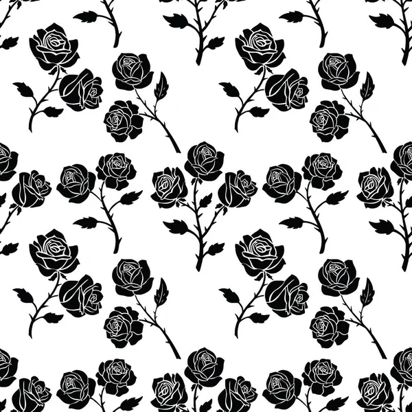 Seamless Repeating Pattern Graphic Tattoo Style Roses Flowers — 스톡 벡터