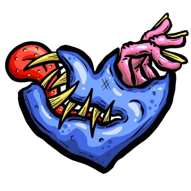 Zombie Love Heart Halloween Valentines Day Illustrations