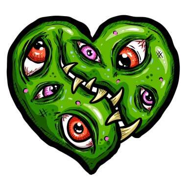 Zombie Love Heart Halloween Valentines Day Illustrations