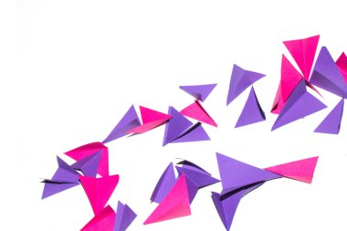 A Pink Purple and White Geometric Folded Paper Triangle Shapes for Background Craft