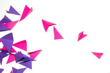A Pink Purple and White Geometric Folded Paper Triangle Shapes for Background Craft