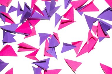 A Pink Purple and White Geometric Folded Paper Triangle Shapes for Background Craft