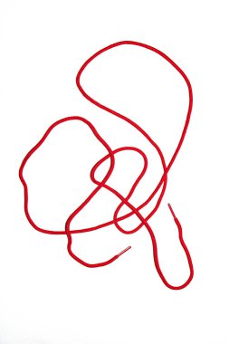 A Close Up of Red Shoe Lace Fabric on a White Background