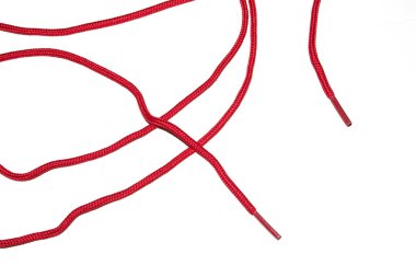A Close Up of Red Shoe Lace Fabric on a White Background